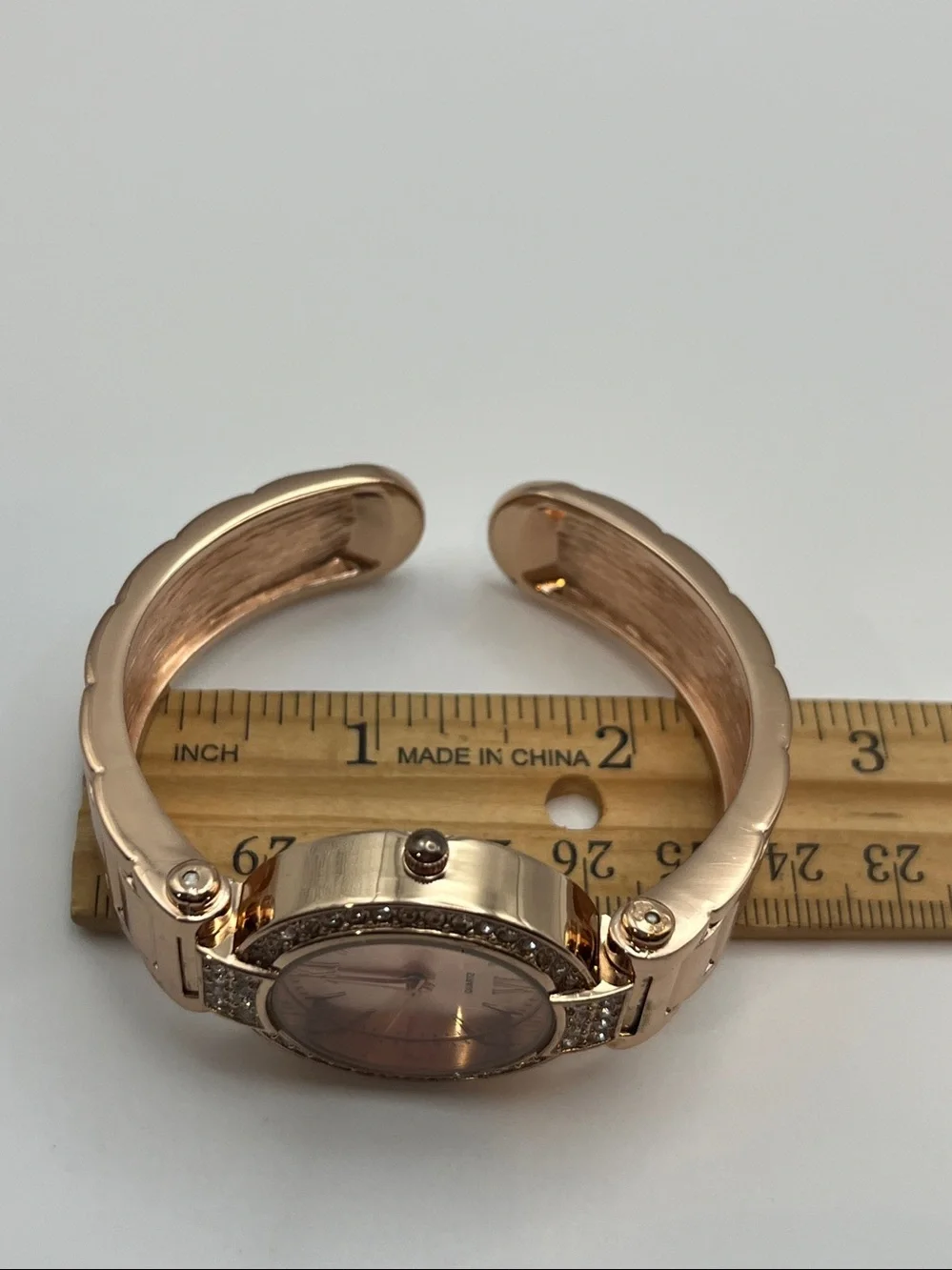 Women's Rose Gold Crystal Accent Cuff Watch